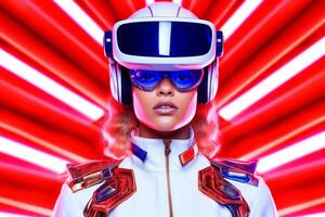 Stylized Portrait of a Woman Wearing a VR Headset photo
