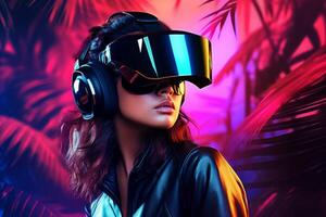 Stylized Portrait of a Woman Wearing a VR Headset photo
