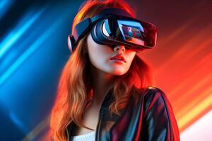Stylized Portrait of a Woman Wearing a VR Headset photo