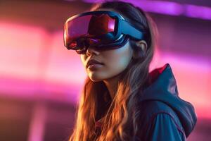 Stylized Portrait of a Woman Wearing a VR Headset photo