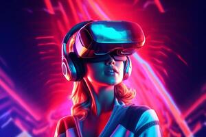 Stylized Portrait of a Woman Wearing a VR Headset photo