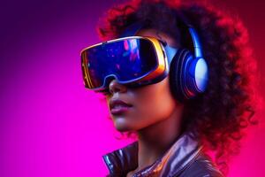 Stylized Portrait of a Woman Wearing a VR Headset photo