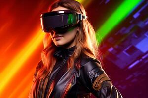 Stylized Portrait of a Woman Wearing a VR Headset photo
