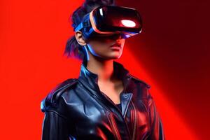 Stylized Portrait of a Woman Wearing a VR Headset photo