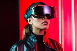 Stylized Portrait of a Woman Wearing a VR Headset photo