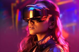 Stylized Portrait of a Woman Wearing a VR Headset photo