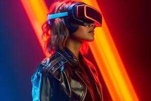 Stylized Portrait of a Woman Wearing a VR Headset photo