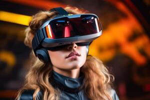 Stylized Portrait of a Woman Wearing a VR Headset photo