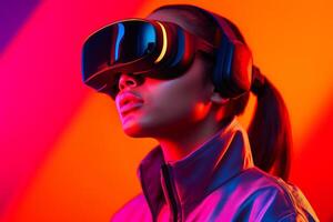 Stylized Portrait of a Woman Wearing a VR Headset photo