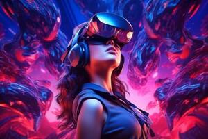 Stylized Portrait of a Woman Wearing a VR Headset photo
