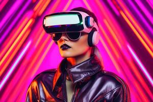 Stylized Portrait of a Woman Wearing a VR Headset photo