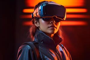 Stylized Portrait of a Woman Wearing a VR Headset photo
