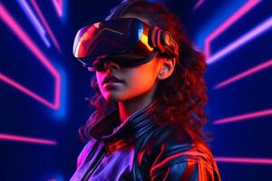 Stylized Portrait of a Woman Wearing a VR Headset photo