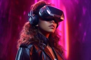 Stylized Portrait of a Woman Wearing a VR Headset photo