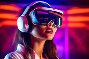 Stylized Portrait of a Woman Wearing a VR Headset photo