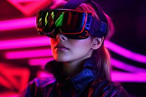Stylized Portrait of a Woman Wearing a VR Headset photo