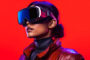 Stylized Portrait of a Woman Wearing a VR Headset photo