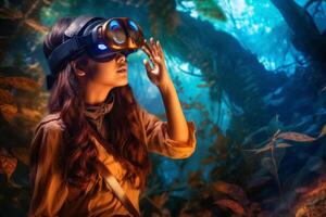 Stylized Portrait of a Woman Wearing a VR Headset photo