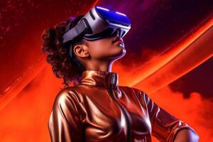 Stylized Portrait of a Woman Wearing a VR Headset photo
