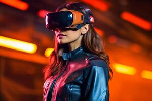 Stylized Portrait of a Woman Wearing a VR Headset photo