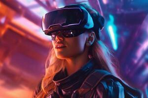 Stylized Portrait of a Woman Wearing a VR Headset photo