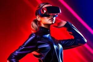 Stylized Portrait of a Woman Wearing a VR Headset photo