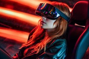 Stylized Portrait of a Woman Wearing a VR Headset photo