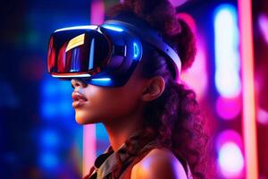 Stylized Portrait of a Woman Wearing a VR Headset photo