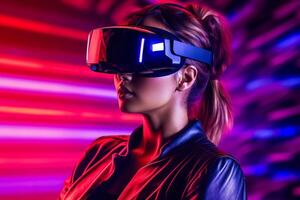 Stylized Portrait of a Woman Wearing a VR Headset photo