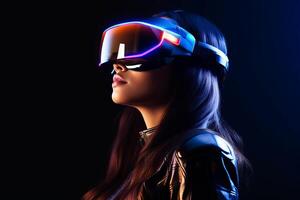 Stylized Portrait of a Woman Wearing a VR Headset photo