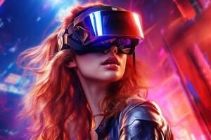 Stylized Portrait of a Woman Wearing a VR Headset photo