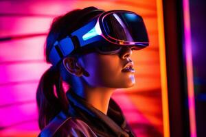 Stylized Portrait of a Woman Wearing a VR Headset photo