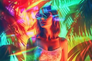 Summer Themed Double Exposure Bikini Portrait photo