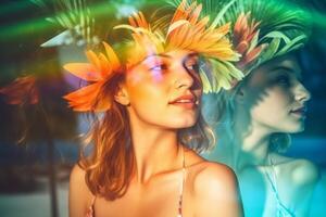 Summer Themed Double Exposure Bikini Portrait photo
