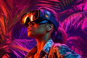 Stylized Portrait of a Woman Wearing a VR Headset photo