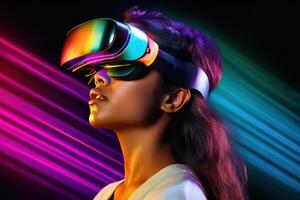 Stylized Portrait of a Woman Wearing a VR Headset photo