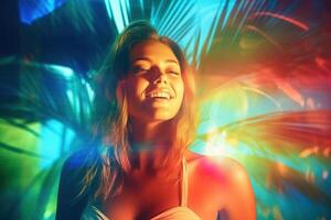 Summer Themed Double Exposure Bikini Portrait photo