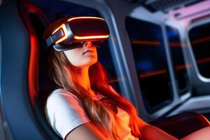 Stylized Portrait of a Woman Wearing a VR Headset photo
