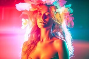 Summer Themed Double Exposure Bikini Portrait photo