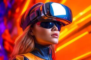 Stylized Portrait of a Woman Wearing a VR Headset photo