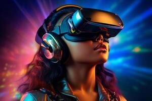 Stylized Portrait of a Woman Wearing a VR Headset photo