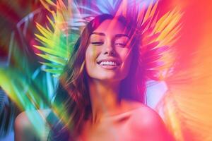 Summer Themed Double Exposure Bikini Portrait photo