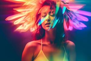 Summer Themed Double Exposure Bikini Portrait photo