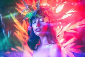 Summer Themed Double Exposure Bikini Portrait photo