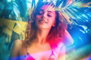 Summer Themed Double Exposure Bikini Portrait photo