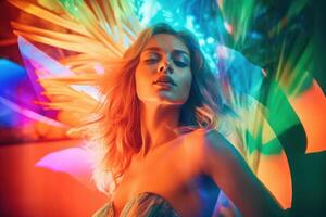 Summer Themed Double Exposure Bikini Portrait photo