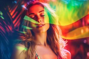 Summer Themed Double Exposure Bikini Portrait photo
