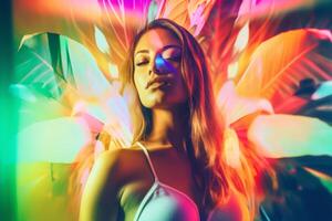 Summer Themed Double Exposure Bikini Portrait photo