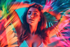 Summer Themed Double Exposure Bikini Portrait photo