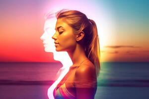 Summer Themed Double Exposure Bikini Portrait photo
